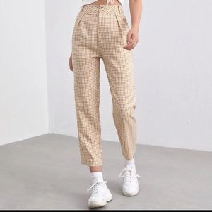 SHEIN Slant Pocket Plaid Print Pants